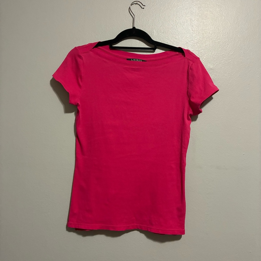Ralph Lauren Women’s Pink Short Sleeve Stretch Tee Top Size Small